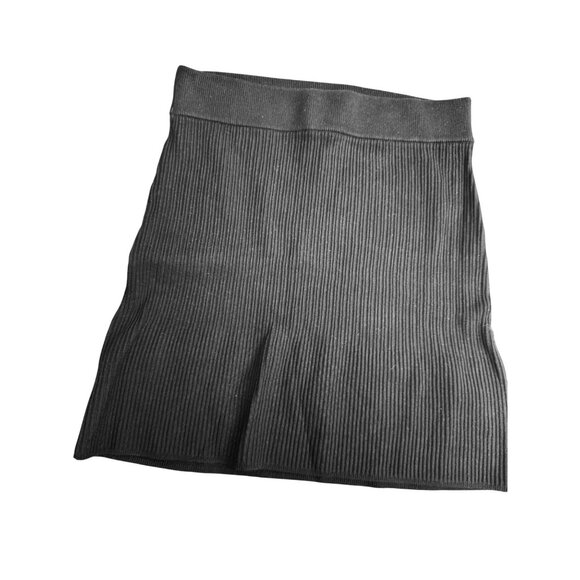 Free People by Anthropologie Black Ribbed Knit Mini Skirt  .Size Small - Picture 6 of 7